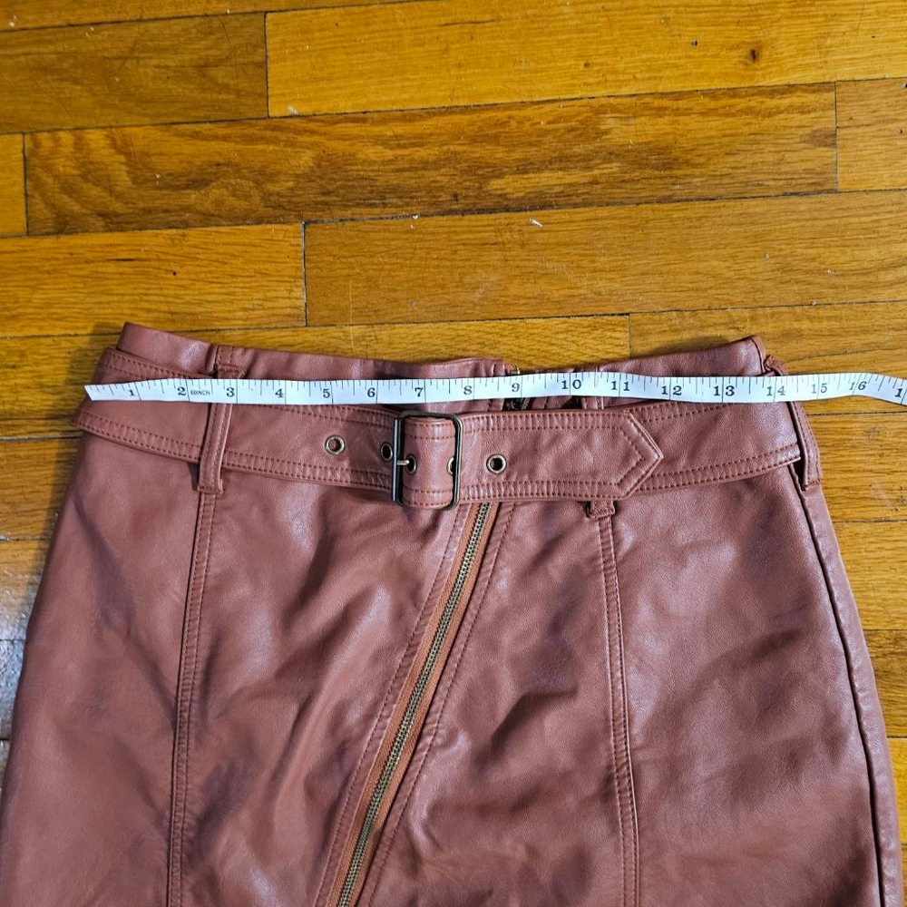 Free People Dusty Rose Faux Leather Mini Skirt Size 4 - Picture 3 of 5